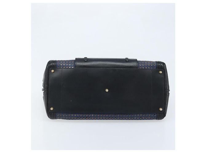 Chloé Sac à main Chloe Punching Alice en cuir noir et or Auth am11108 - vue 9
