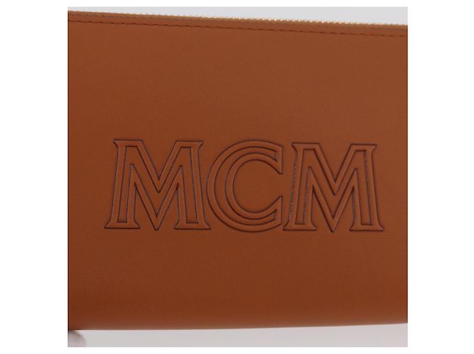 MCM Cartera Larga de Cuero Marrón Dorado MYLDATA04 Auth SW2294V Castaño - vista 14