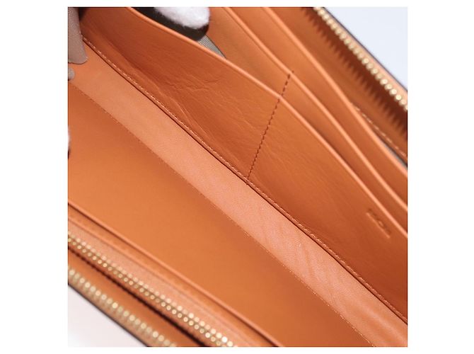 MCM Cartera Larga de Cuero Marrón Dorado MYLDATA04 Auth SW2294V Castaño - vista 17