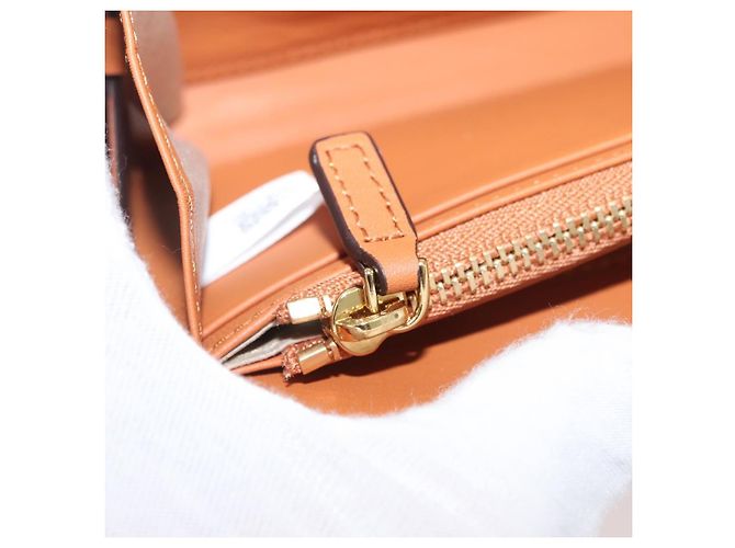 MCM Cartera Larga de Cuero Marrón Dorado MYLDATA04 Auth SW2294V Castaño - vista 19