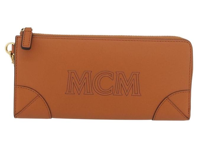 MCM Cartera Larga de Cuero Marrón Dorado MYLDATA04 Auth SW2294V Castaño - vista 2