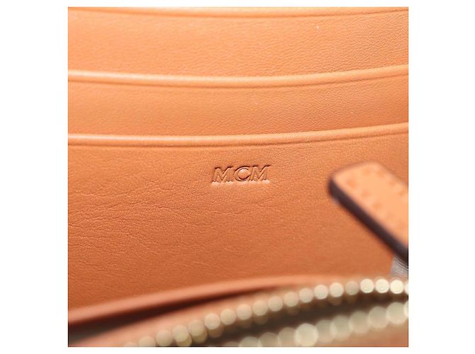 MCM Cartera Larga de Cuero Marrón Dorado MYLDATA04 Auth SW2294V Castaño - vista 21