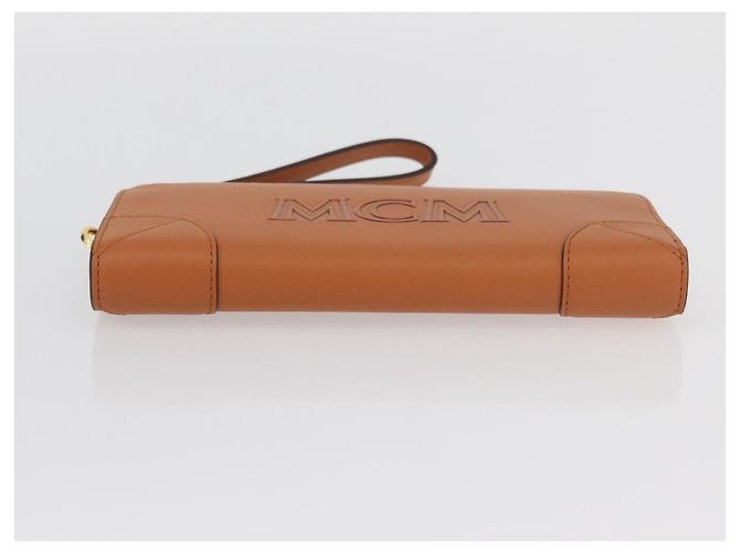 MCM Cartera Larga de Cuero Marrón Dorado MYLDATA04 Auth SW2294V Castaño - vista 8