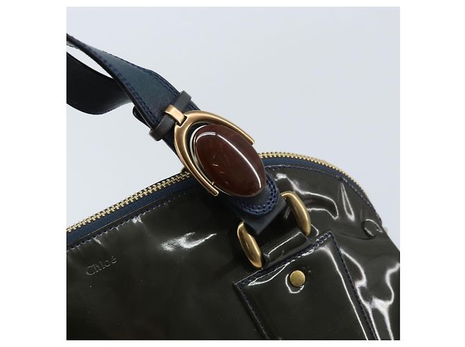 Chloé Borsa a mano Chloe in pelle verniciata khaki oro Auth hk3611 D'oro Cachi - vista 14
