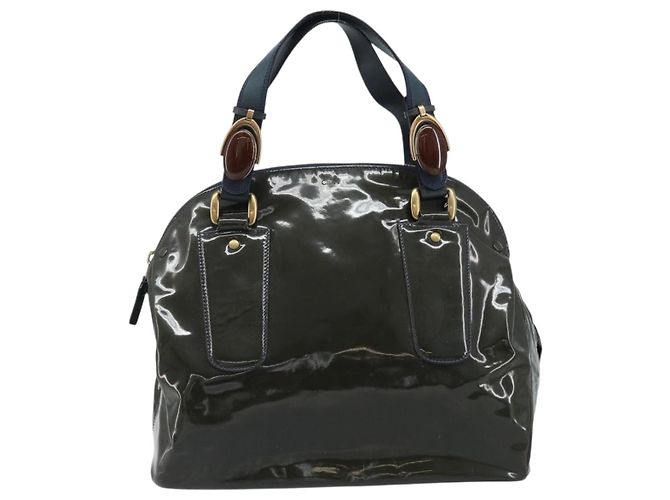 Chloé Borsa a mano Chloe in pelle verniciata khaki oro Auth hk3611 D'oro Cachi - vista 2