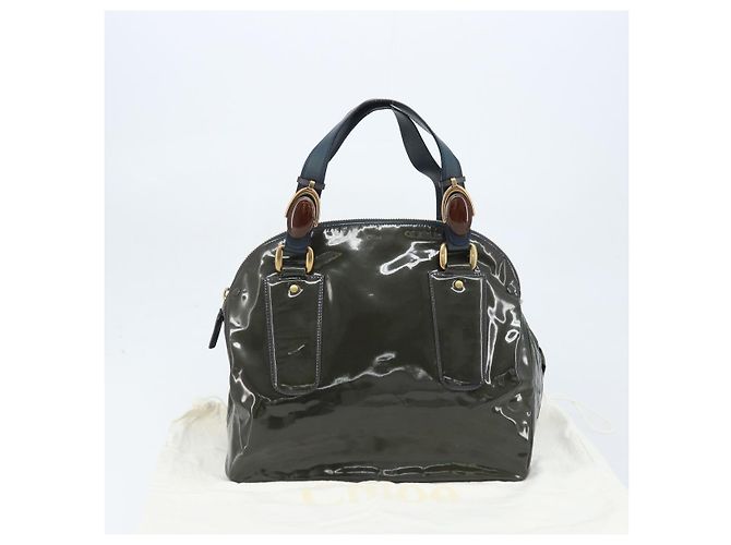 Chloé Borsa a mano Chloe in pelle verniciata khaki oro Auth hk3611 D'oro Cachi - vista 24