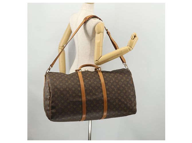 LOUIS VUITTON Borsa Boston Monogram Keepall Bandoulière 60 M41412 LV Auth ep13887 Monogramma - vista 24