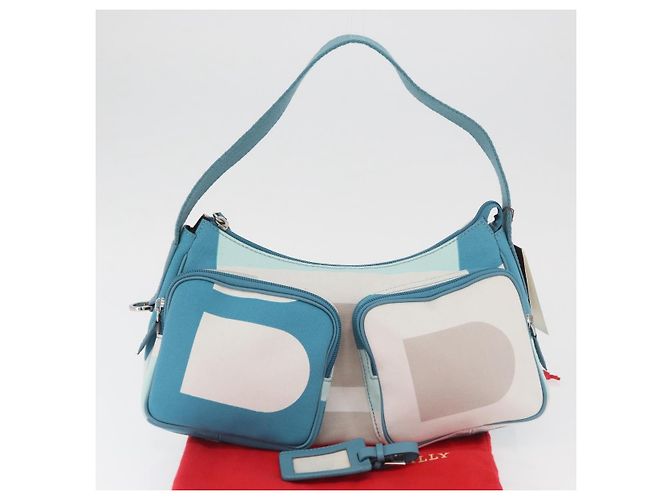 BALLY Borsa a Spalla in Tela Blu Baby Argento Auth am11137A Blu chiaro - vista 12