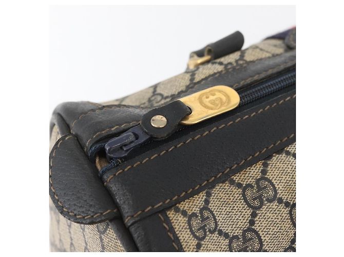 Gucci Borsa Boston GG Supreme in PVC Navy Gold Auth BAZ551 D'oro Blu navy - vista 14
