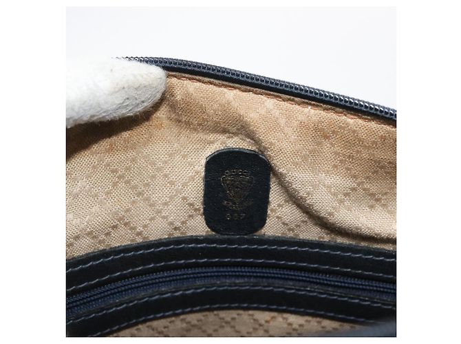 Gucci Borsa Boston GG Supreme in PVC Navy Gold Auth BAZ551 D'oro Blu navy - vista 15
