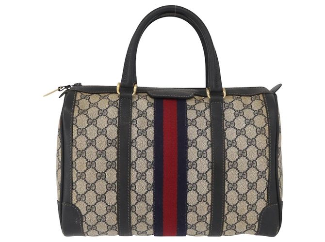 Gucci Borsa Boston GG Supreme in PVC Navy Gold Auth BAZ551 D'oro Blu navy - vista 2