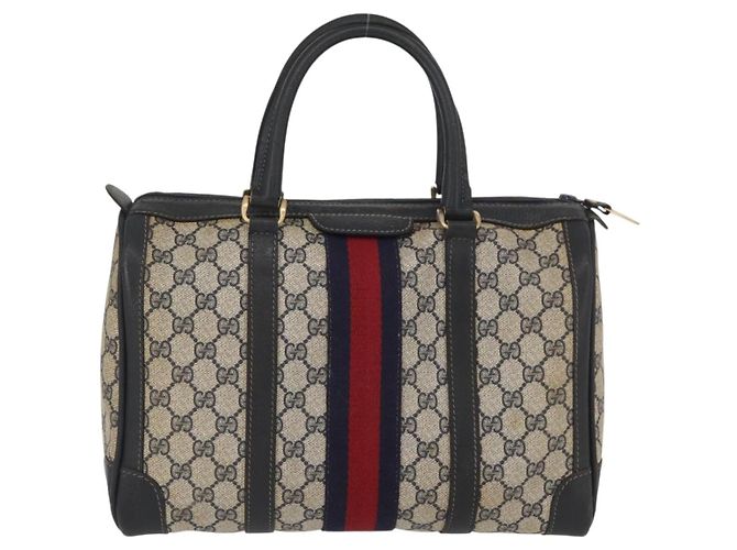 Gucci Borsa Boston GG Supreme in PVC Navy Gold Auth BAZ551 D'oro Blu navy - vista 3