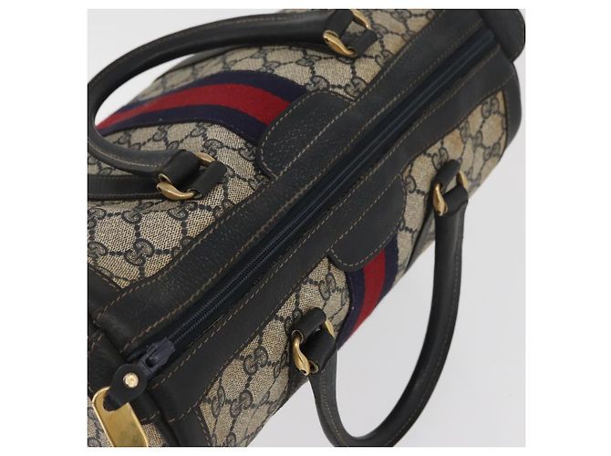 Gucci Borsa Boston GG Supreme in PVC Navy Gold Auth BAZ551 D'oro Blu navy - vista 6