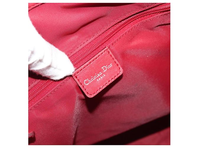 Christian Dior Trotter Canvas Tote Bag Rot Silber Auth ka3572 - Ansicht 15
