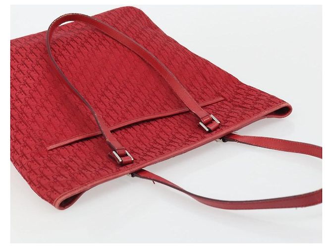 Christian Dior Trotter Canvas Tote Bag Rot Silber Auth ka3572 - Ansicht 6