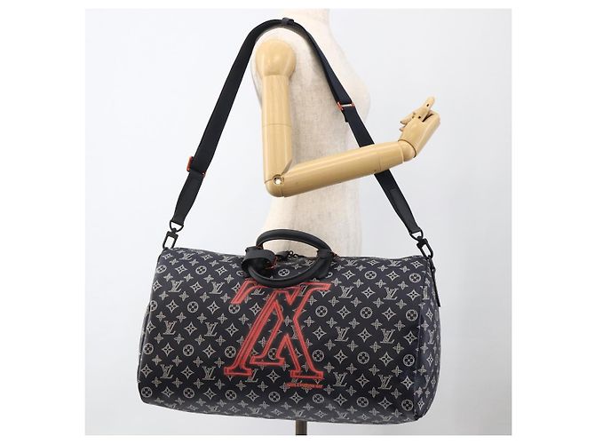 LOUIS VUITTON Borsa Keepall Bandoulière 50 Ink Up Side Down M43684 Auth BA11968SAM Monogramma - vista 30