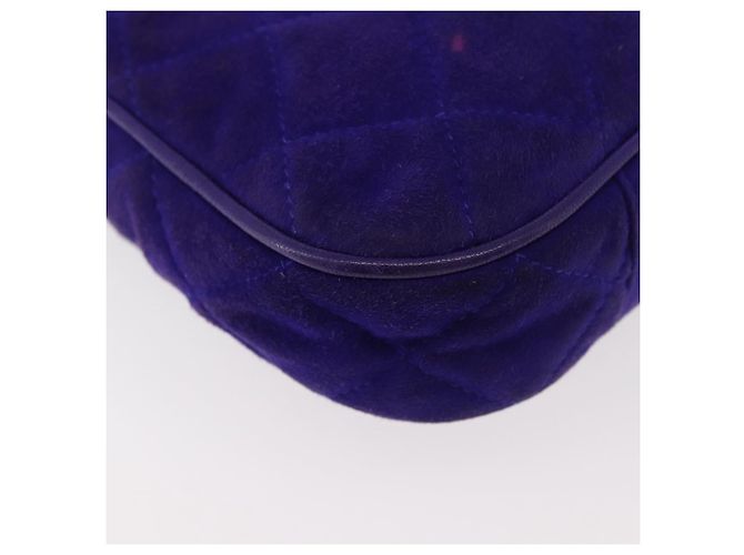CHANEL Borsa a Mano Matelassé con Catena in Camoscio Viola Oro CC Auth YKZ821A D'oro Porpora - vista 12
