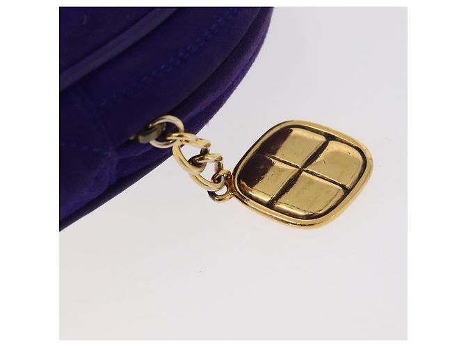 CHANEL Borsa a Mano Matelassé con Catena in Camoscio Viola Oro CC Auth YKZ821A D'oro Porpora - vista 14