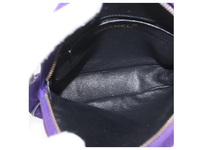 CHANEL Borsa a Mano Matelassé con Catena in Camoscio Viola Oro CC Auth YKZ821A D'oro Porpora - vista 16