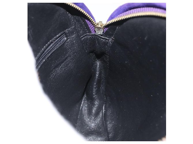 CHANEL Borsa a Mano Matelassé con Catena in Camoscio Viola Oro CC Auth YKZ821A D'oro Porpora - vista 17