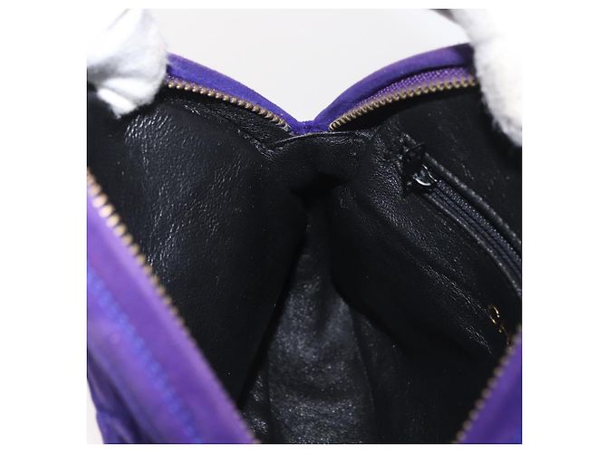 CHANEL Borsa a Mano Matelassé con Catena in Camoscio Viola Oro CC Auth YKZ821A D'oro Porpora - vista 18