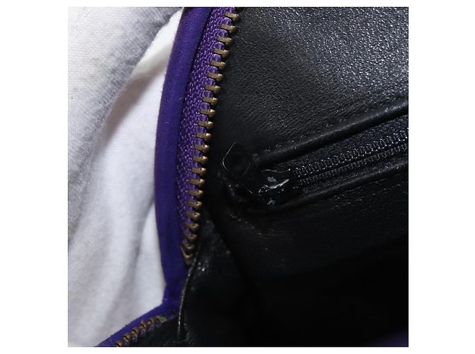 CHANEL Borsa a Mano Matelassé con Catena in Camoscio Viola Oro CC Auth YKZ821A D'oro Porpora - vista 19
