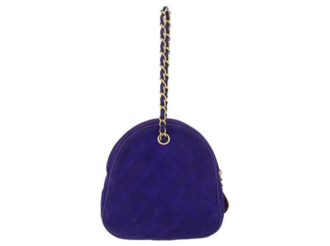 CHANEL Borsa a Mano Matelassé con Catena in Camoscio Viola Oro CC Auth YKZ821A D'oro Porpora - vista 3