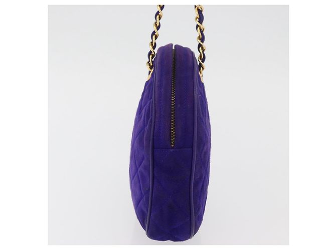 CHANEL Borsa a Mano Matelassé con Catena in Camoscio Viola Oro CC Auth YKZ821A D'oro Porpora - vista 4