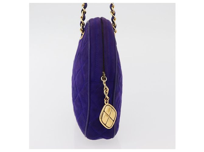 CHANEL Borsa a Mano Matelassé con Catena in Camoscio Viola Oro CC Auth YKZ821A D'oro Porpora - vista 5