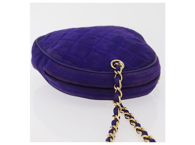 CHANEL Borsa a Mano Matelassé con Catena in Camoscio Viola Oro CC Auth YKZ821A D'oro Porpora - vista 6