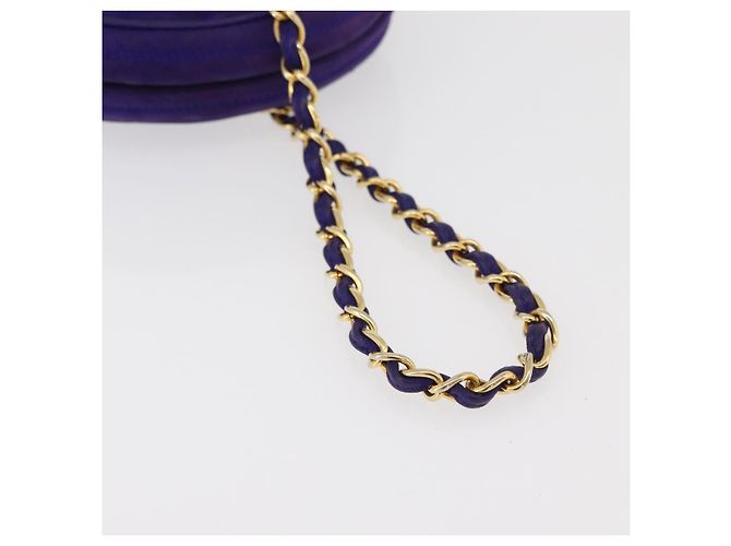 CHANEL Borsa a Mano Matelassé con Catena in Camoscio Viola Oro CC Auth YKZ821A D'oro Porpora - vista 7