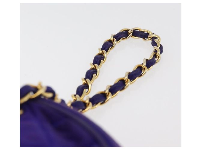 CHANEL Borsa a Mano Matelassé con Catena in Camoscio Viola Oro CC Auth YKZ821A D'oro Porpora - vista 8
