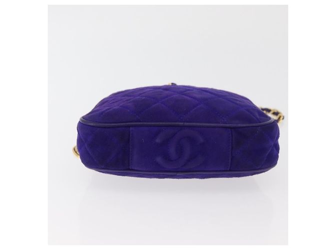 CHANEL Borsa a Mano Matelassé con Catena in Camoscio Viola Oro CC Auth YKZ821A D'oro Porpora - vista 9