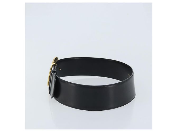 CINTURA CÉLINE Circle Pelle 34,3" Nero Oro Auth BAZ290A D'oro - vista 3