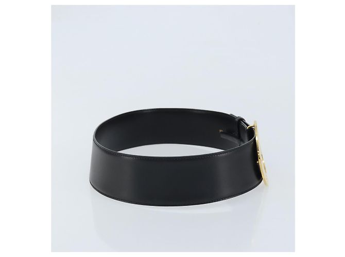 CINTURA CÉLINE Circle Pelle 34,3" Nero Oro Auth BAZ290A D'oro - vista 4