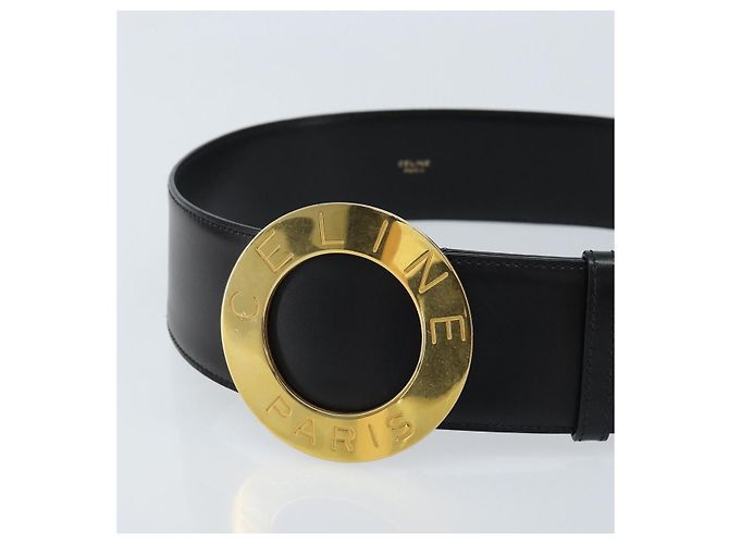 CINTURA CÉLINE Circle Pelle 34,3" Nero Oro Auth BAZ290A D'oro - vista 5