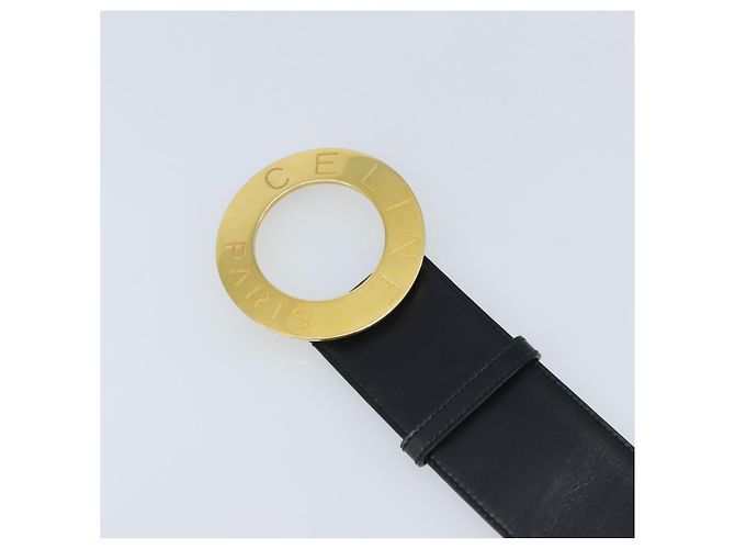 CINTURA CÉLINE Circle Pelle 34,3" Nero Oro Auth BAZ290A D'oro - vista 6