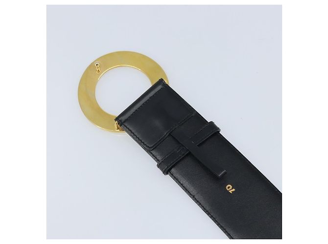 CINTURA CÉLINE Circle Pelle 34,3" Nero Oro Auth BAZ290A D'oro - vista 7