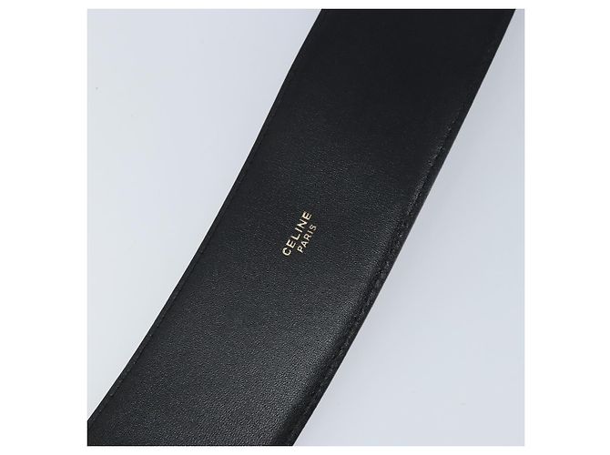 CINTURA CÉLINE Circle Pelle 34,3" Nero Oro Auth BAZ290A D'oro - vista 9