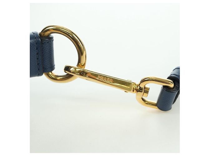 Borsa a Spalla PRADA in Nylon e Pelle Blu Oro Auth ARZ849A D'oro - vista 15