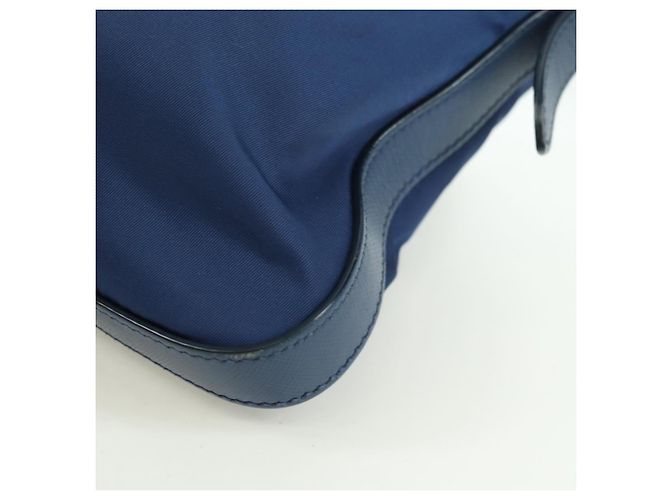 Borsa a Spalla PRADA in Nylon e Pelle Blu Oro Auth ARZ849A D'oro - vista 17