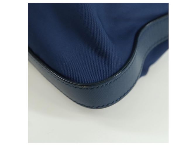 Borsa a Spalla PRADA in Nylon e Pelle Blu Oro Auth ARZ849A D'oro - vista 19