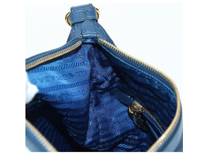 Borsa a Spalla PRADA in Nylon e Pelle Blu Oro Auth ARZ849A D'oro - vista 23