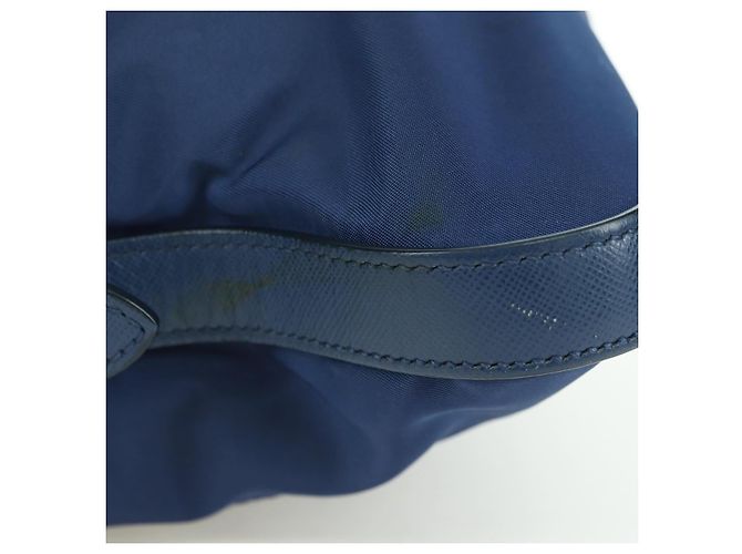 Borsa a Spalla PRADA in Nylon e Pelle Blu Oro Auth ARZ849A D'oro - vista 5