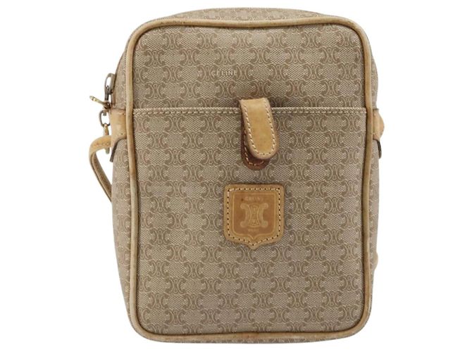 Céline Borsa a Spalla in Tela Macadam CELINE PVC Beige Oro Auth BA11820 D'oro - vista 2