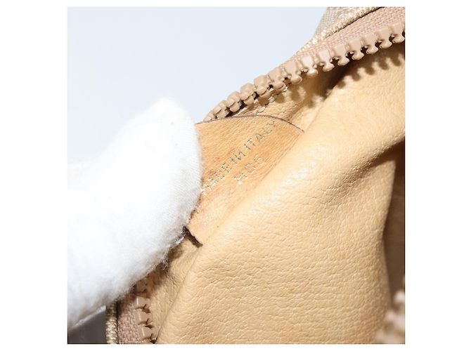Céline Borsa a Spalla in Tela Macadam CELINE PVC Beige Oro Auth BA11820 D'oro - vista 22