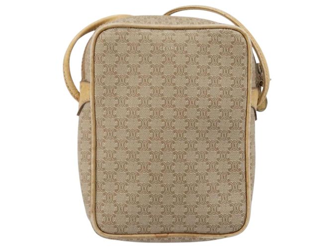 Céline Borsa a Spalla in Tela Macadam CELINE PVC Beige Oro Auth BA11820 D'oro - vista 3