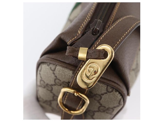 Borsa Sherry Line GG Supreme Web di GUCCI in PVC beige e oro 001 084 4001 Auth ki6580 D'oro - vista 14
