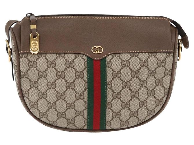 Borsa Sherry Line GG Supreme Web di GUCCI in PVC beige e oro 001 084 4001 Auth ki6580 D'oro - vista 2