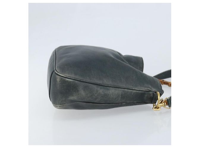 Borsa a Spalla in Pelle Gucci Bamboo 2way Nera Oro 001 3444 1038 Auth 174578 Nero D'oro - vista 4